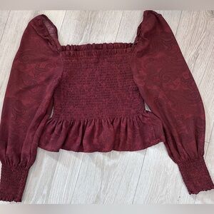 Women’s Size Large Boho Style Smocked Blouse Paisley Print